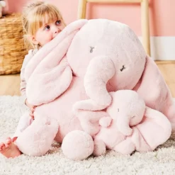 Peluche éléphant maxi - Fanfan -Rose - 60 cm