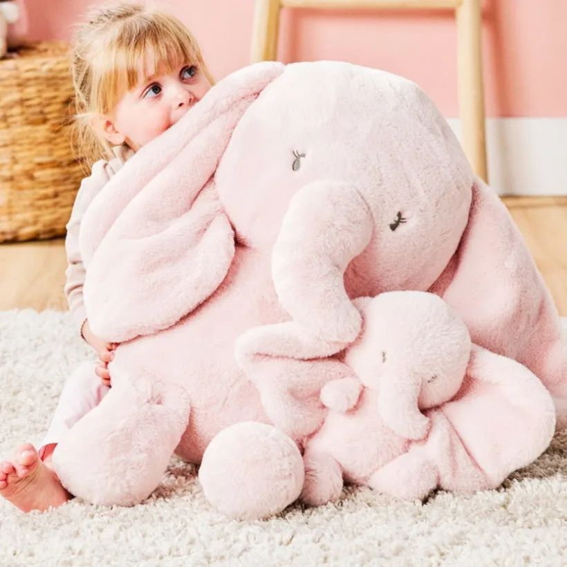 Peluche éléphant maxi - Fanfan -Rose - 60 cm
