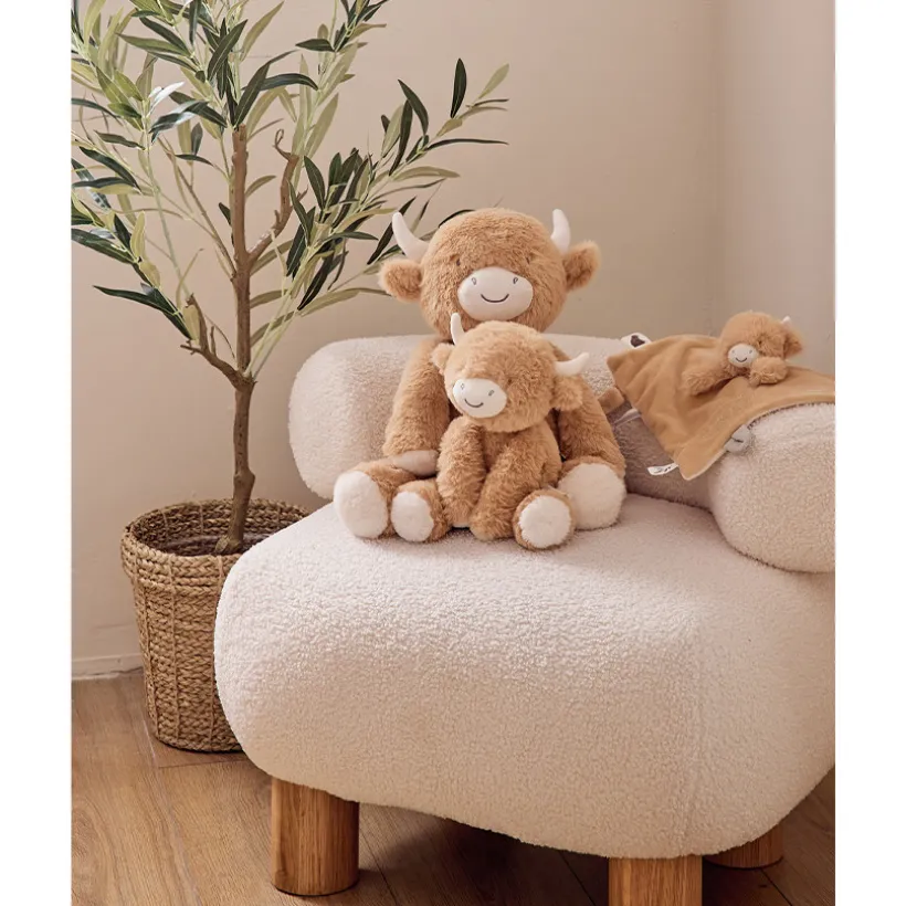 Peluche moyenne 40cm Vache Fluffy Beige