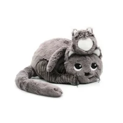 Peluche moyenne Ptipotos maman chat et son bébé gris