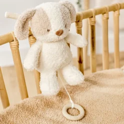 Peluche musicale bébé chien - 25cm - Fanfan - Teddy écru