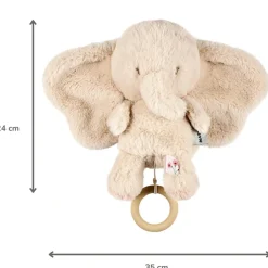 Peluche musicale éléphant - Velours - Fanfan - Sable -24 cm