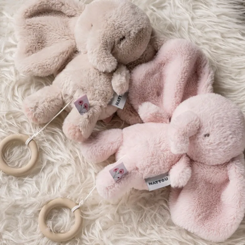 Peluche musicale éléphant - Velours - Fanfan - Sable -24 cm
