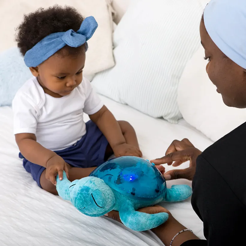 Peluche veilleuse Tranquil Turtle rechargeable aqua