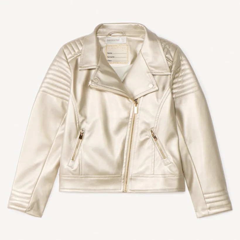 Perfecto esprit biker en simili cuir effet métallisé pour fille