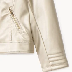 Perfecto esprit biker en simili cuir effet métallisé pour fille