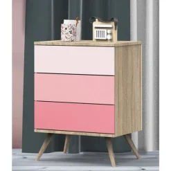 Petite commode 3 tiroirs - Rose Seventies