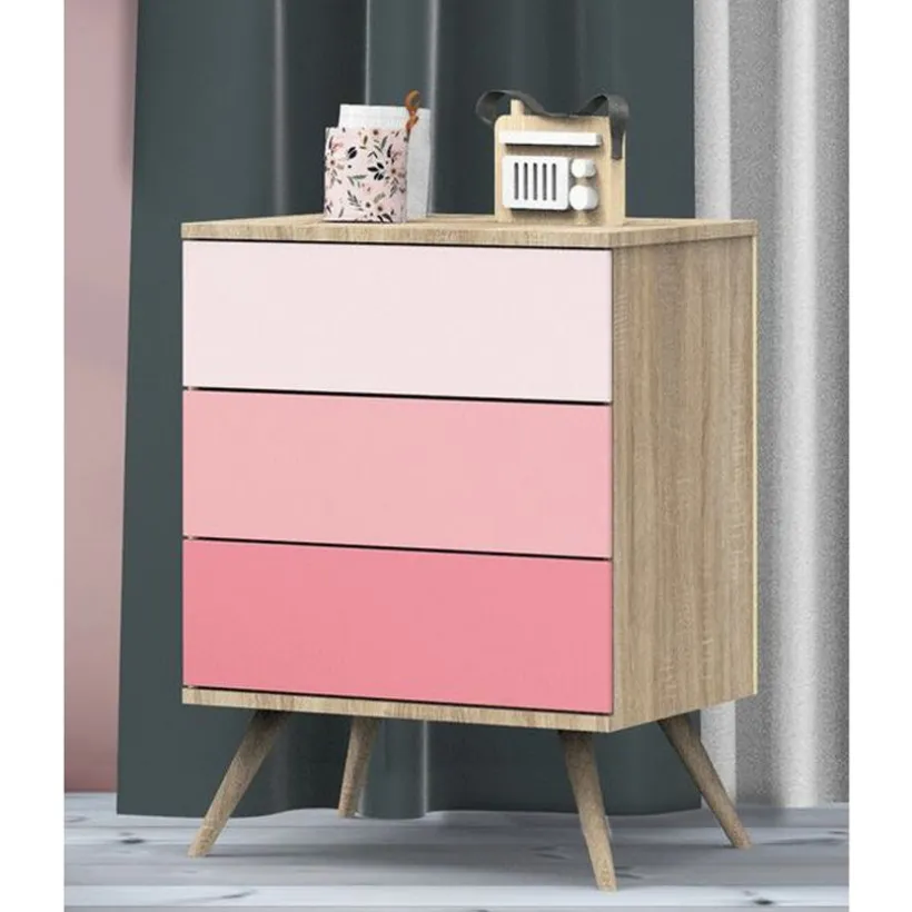 Petite commode 3 tiroirs - Rose Seventies