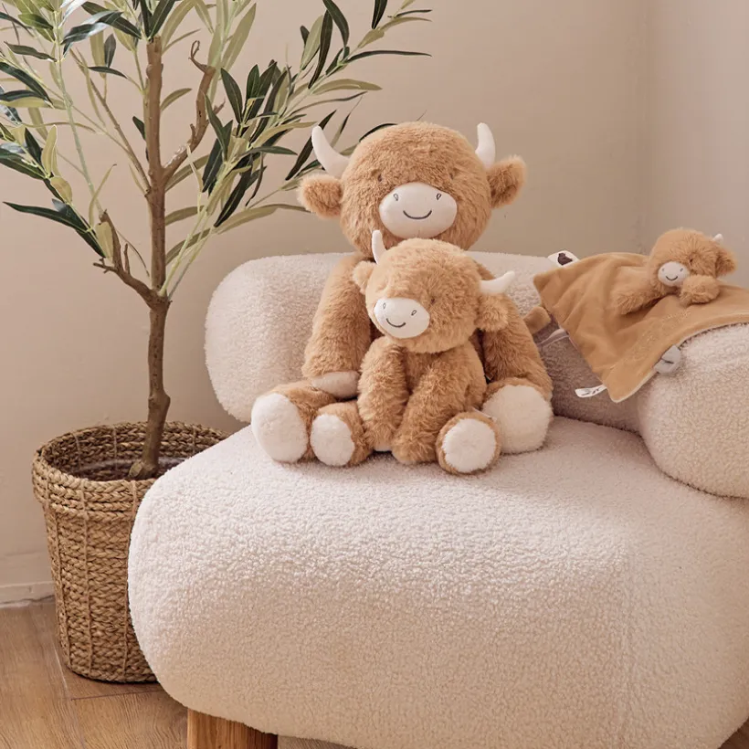 Petite peluche 25cm Fluffy la vache beige