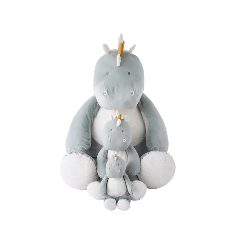 Petite peluche Dino en mousseline de coton - Eucalyptus