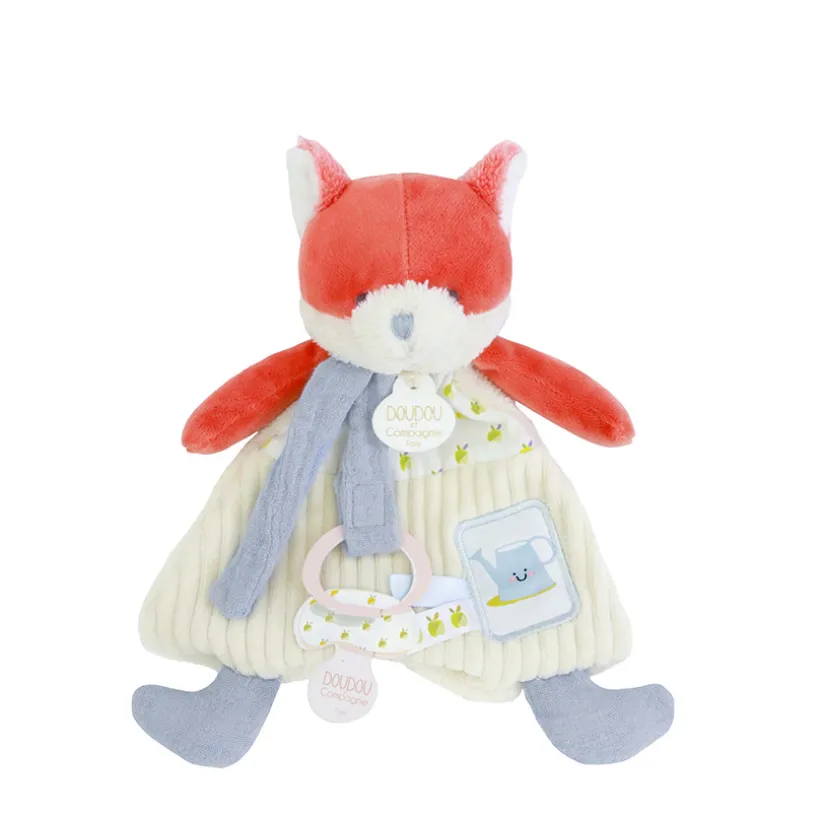 Petite peluche Romarin le renard avec lien attache-sucette