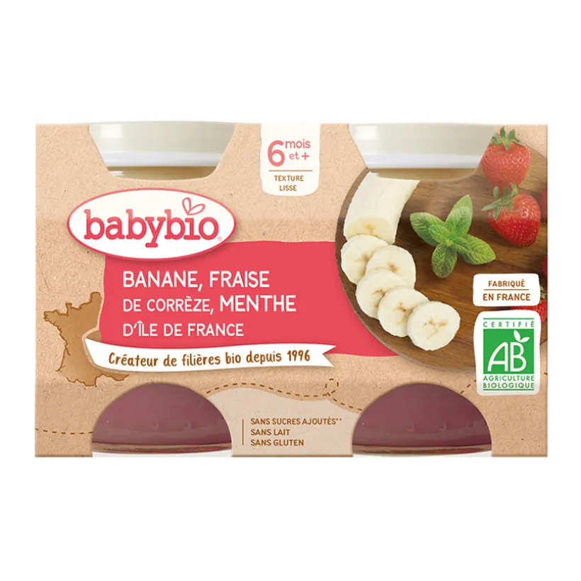 Petit pot banane fraise menthe bio - 2x130g