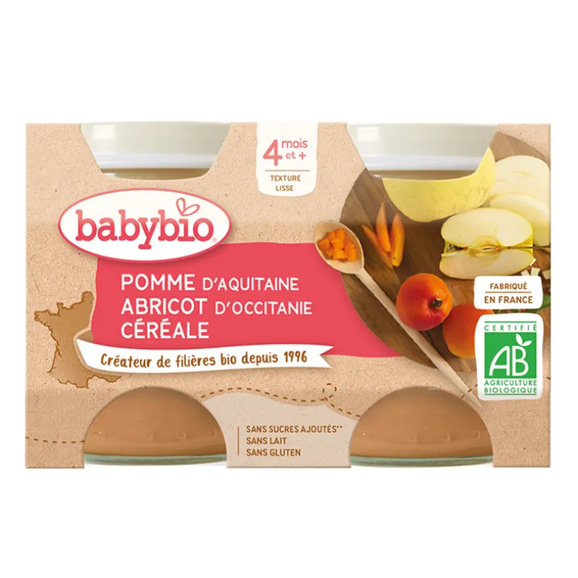 Petit pot pomme abricot et céréale bio - 2x130g