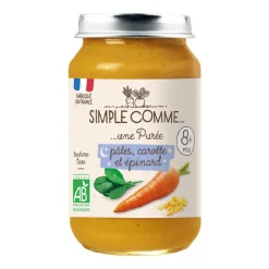 Petit pot pâtes, carotte et épinard bio 200 g