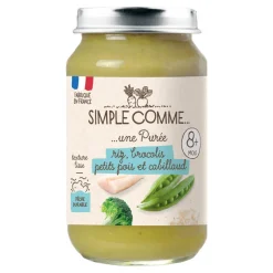 Petit pot riz, brocolis, petits pois et cabillaud bio 200 g