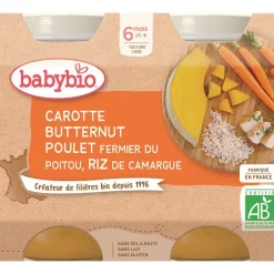 Petits pots de Carotte, Butternut, Poulet et Riz 2x200g