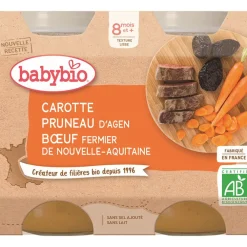Petits pots de Carotte, Pruneau d'Agen et Boeuf fermier 2x200g