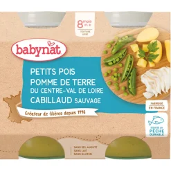 Petits pots de Petits Pois, Pomme de terre et Cabillaud 2x200g