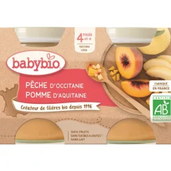 Petits pots sucrés de Pêche et Pomme 2x130g