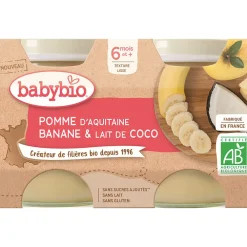 Petits pots sucrés de Pomme, Banane et Lait de Coco 2x130g