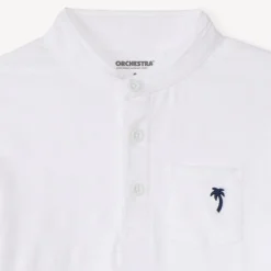 Polo manches courtes col mao broderie palmier pour garçon