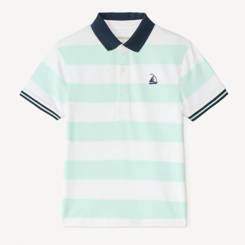 Polo manches courtes à rayures broderie bateau pour garçon