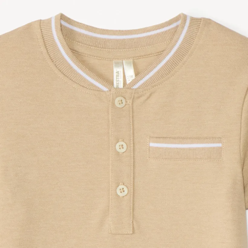 Polo manches courtes uni à col teddy pour bébé garçon