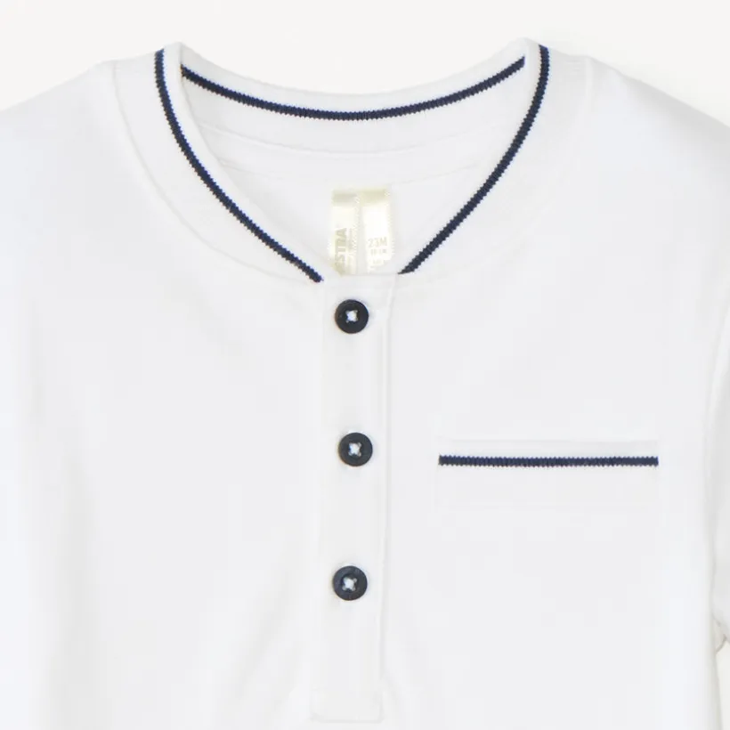 Polo manches courtes uni à col teddy pour bébé garçon