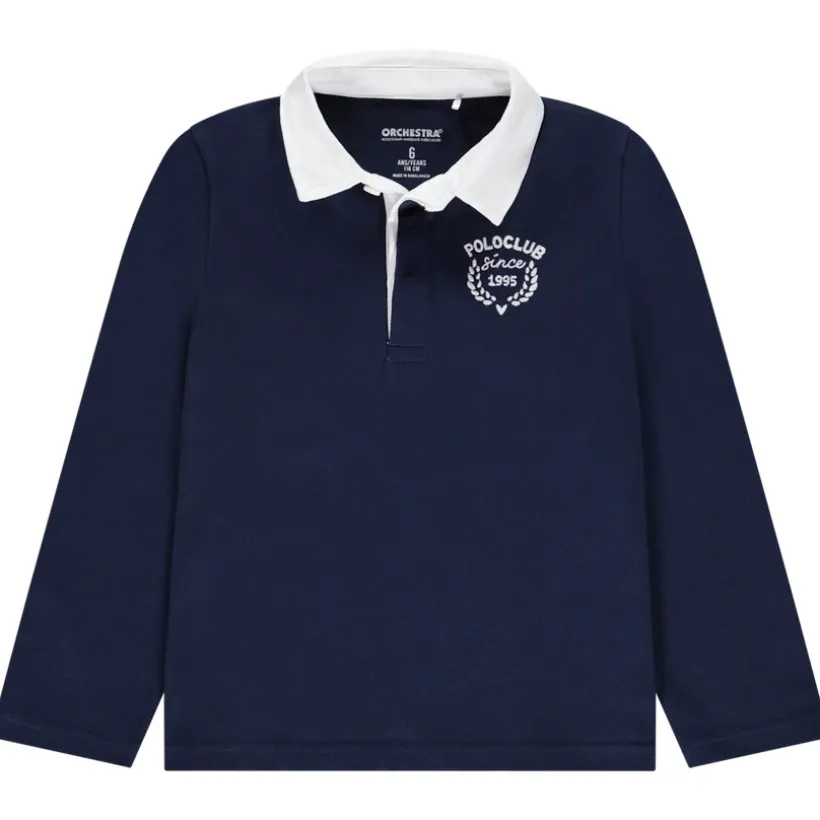 Polo manches longues brodé et bicolore pour garçon