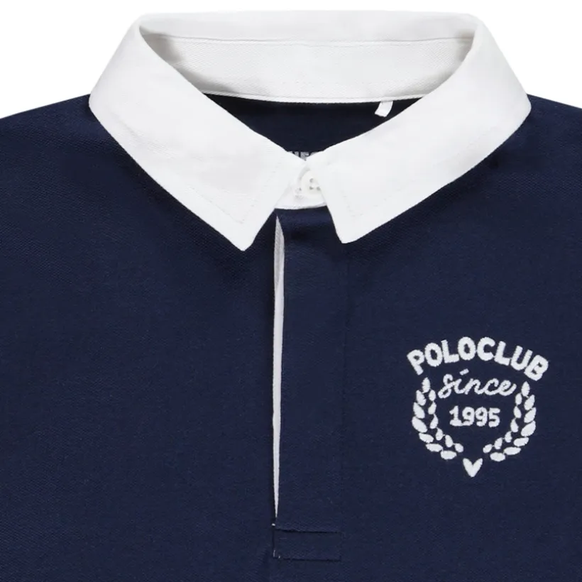 Polo manches longues brodé et bicolore pour garçon
