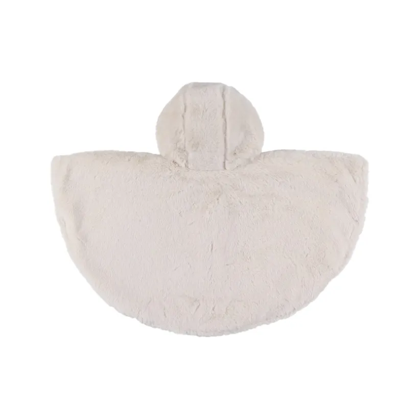 Poncho de voyage en fausse-fourrure beige