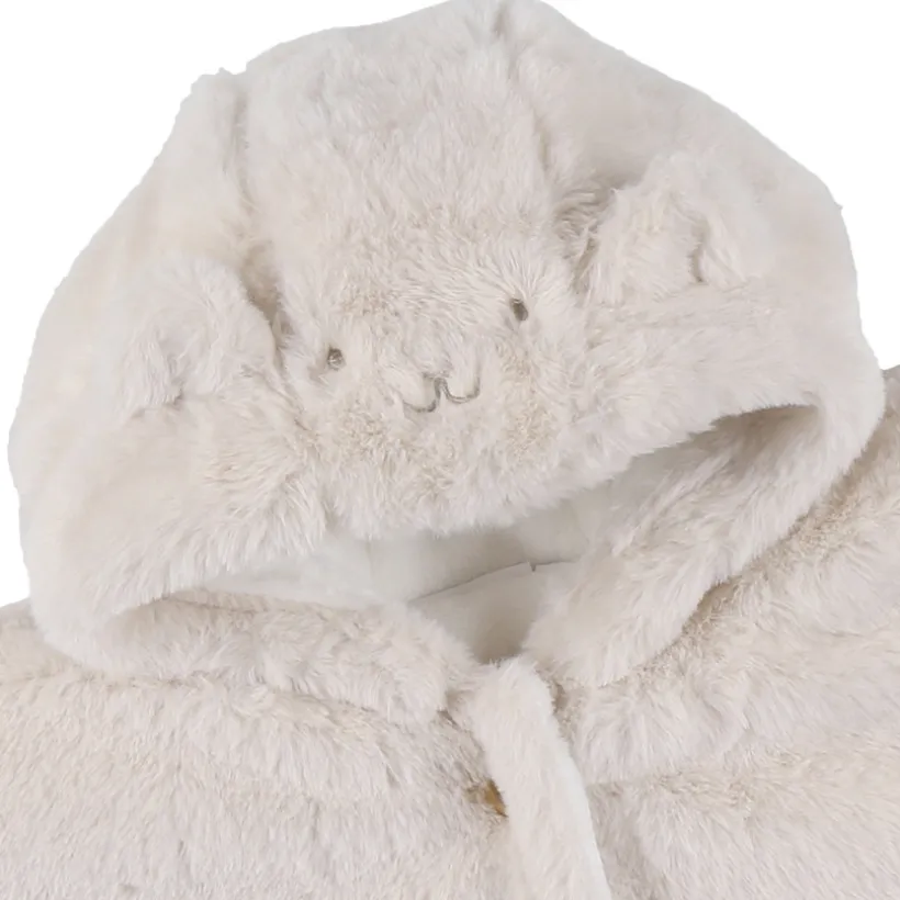 Poncho de voyage en fausse-fourrure beige