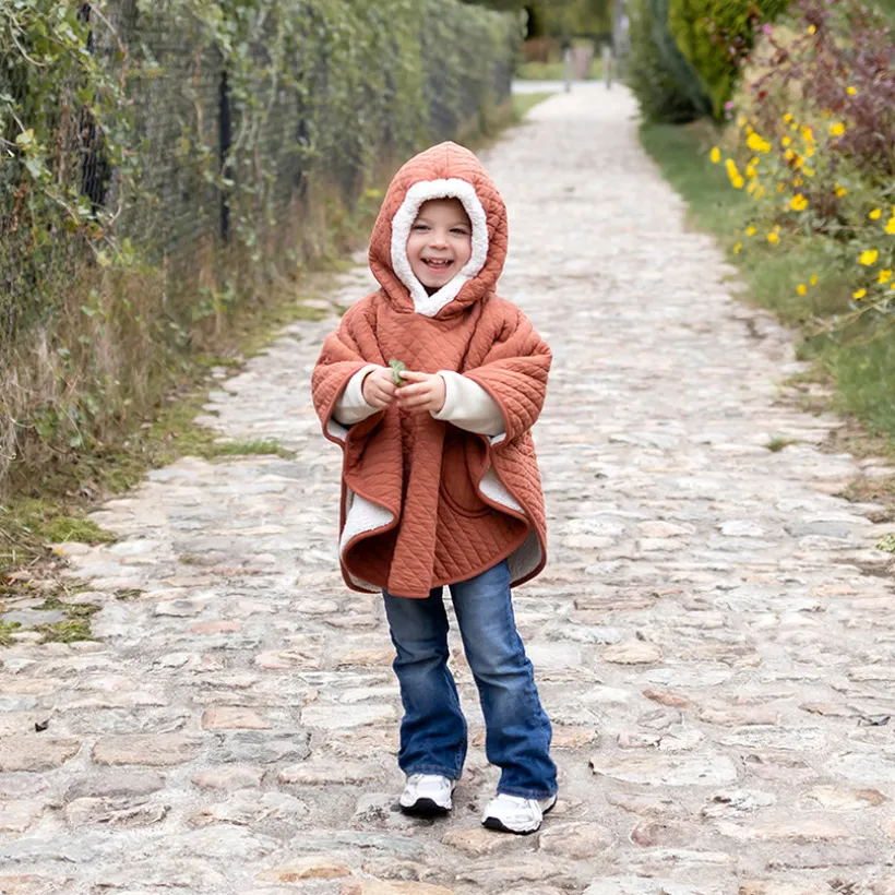 Poncho de voyage 9-36M matelassé et doublé brick