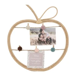 Porte-photos en rotin avec clips en forme de pomme 35 x 30 cm
