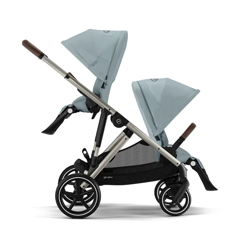 Poussette double avec panier Gazelle S taupe/stormy blue