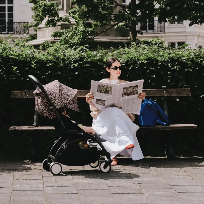 Poussette Stokke® YOYO³ à partir de 6 mois - cadre noir/léopard
