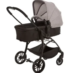 Poussette trio combinée avec siège-auto et couffin gris chiné/noir