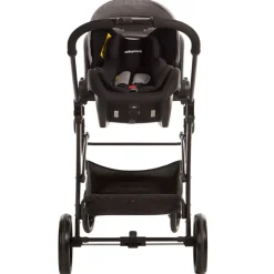 Poussette trio combinée avec siège-auto et couffin gris chiné/noir