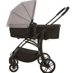 Poussette trio combinée avec siège-auto et couffin gris chiné/noir