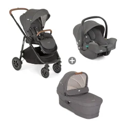 Poussette trio Versatrax + nacelle Ramble XL + coque i-Snug 2 shell gray