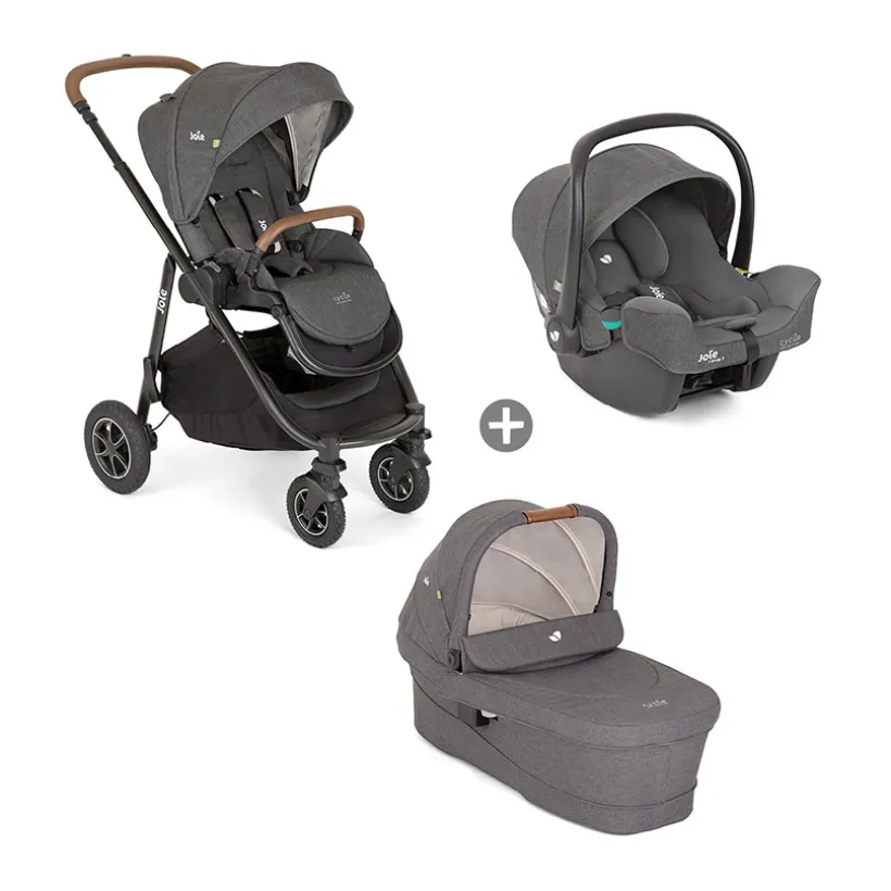 Poussette trio Versatrax + nacelle Ramble XL + coque i-Snug 2 shell gray