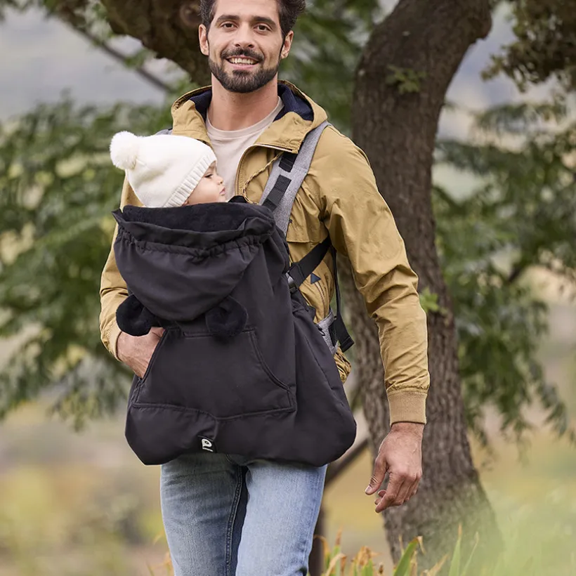 Protection chaude universelle pour porte-bébé Ourson noir