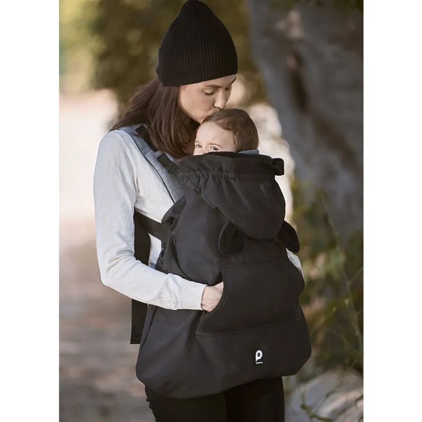 Protection chaude universelle pour porte-bébé Ourson noir