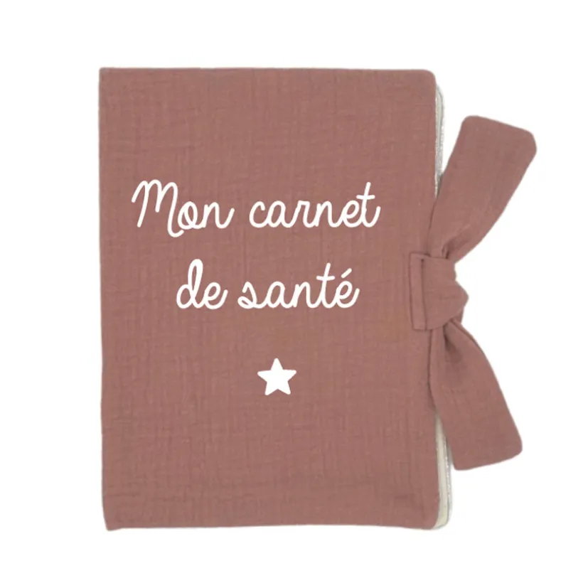 Protège carnet de santé "Mon carnet de santé" - Vieux rose