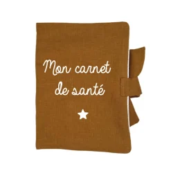 Protège carnet de santé printé en lin terracotta