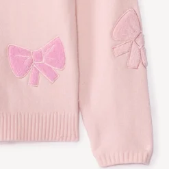 Pull avec patchs nœuds en bouclettes pour fille