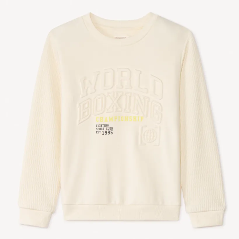 Pull bi-matière avec motif en relief pour garçon