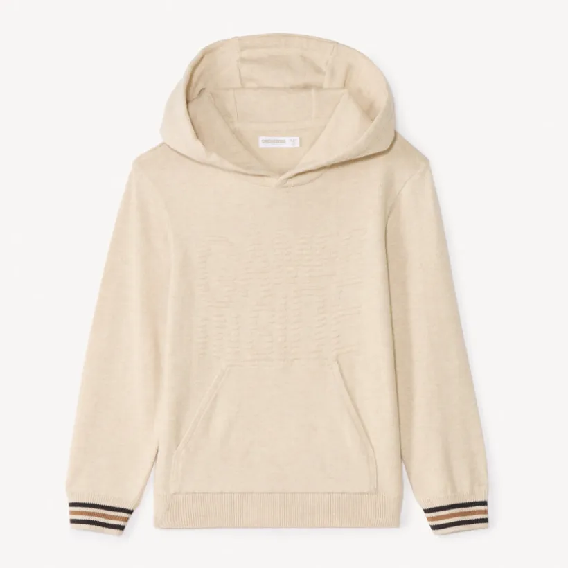 Pull à capuche avec inscription jacquard pour garçon
