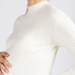 Pull chaussette côtelé à col montant pour femme