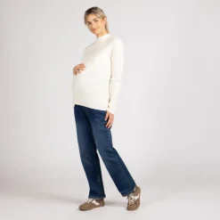 Pull chaussette côtelé à col montant pour femme